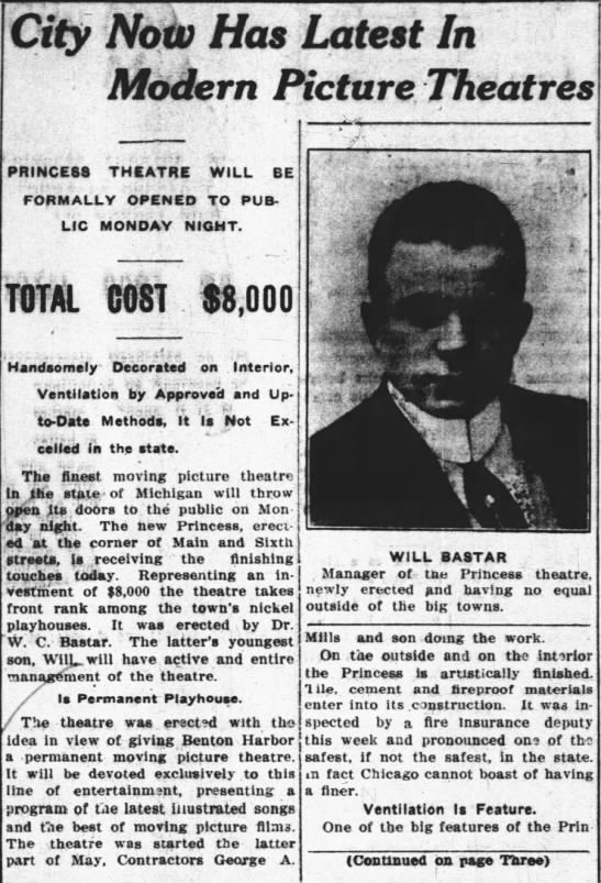 july 1911 Princess Theatre, Benton Harbor